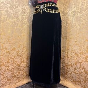 ✨Vintage 90s Whimsigoth Velvet & Silk Black Maxi Skirt✨